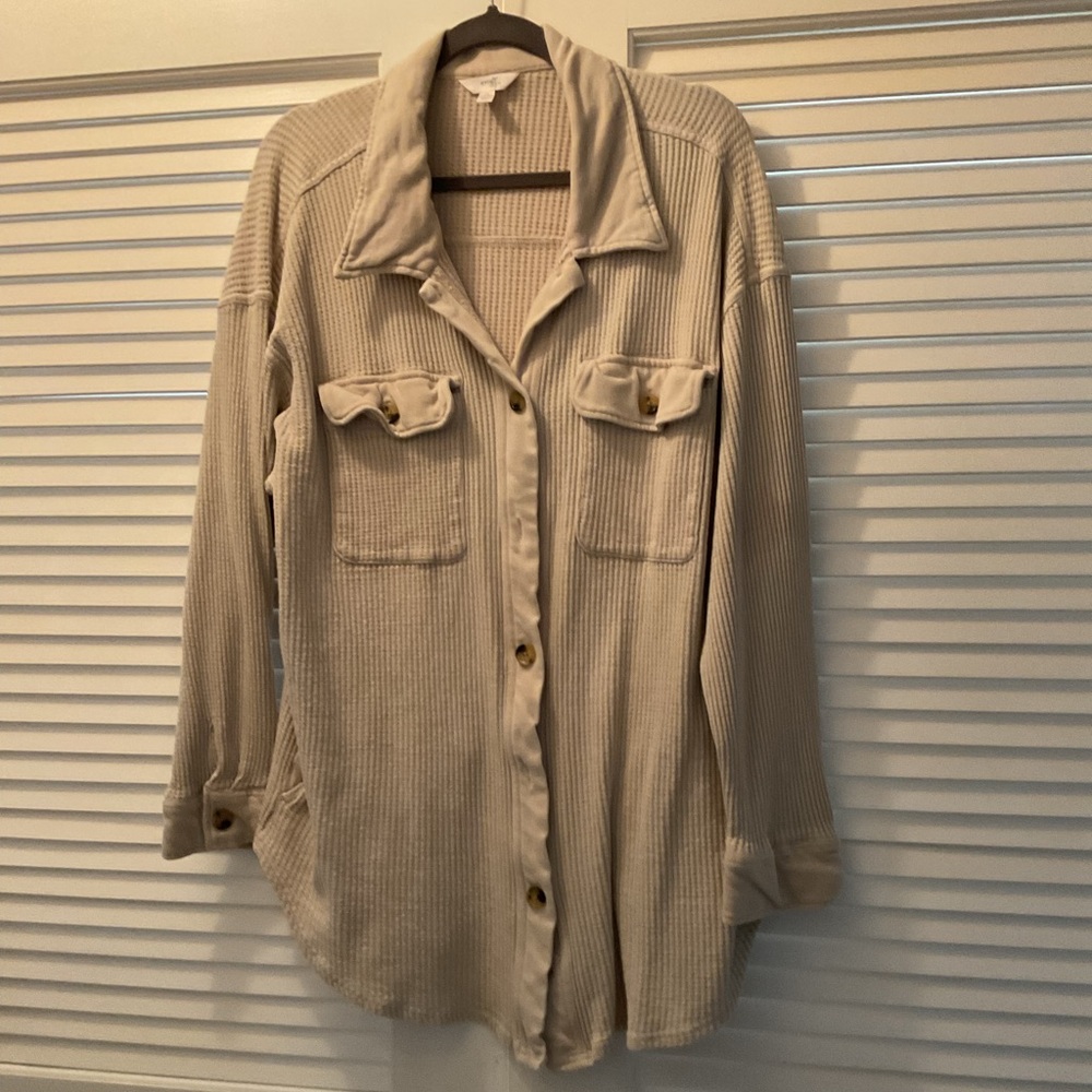 Terra & Sky Tan Ribbed Knit Cardigan